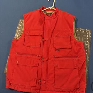 VTG Saturdays Generation Vest Mens L Red Quilted Hike Shoot Barn Chore Utility
